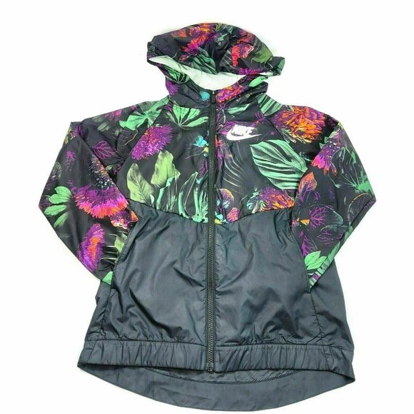 Nike Girl Sportswear Winter Windrunner Wind Jacket Hooded Floral L Gift for Her